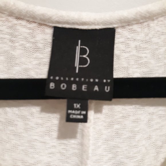 Bobeau Top Cream White top w/Fringe around Neck Brown Orange size 1x - Picture 5 of 5